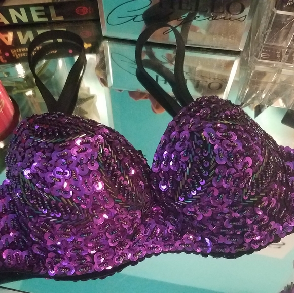 Purple Sequin Bra by I Heart Raves NWT Size M - Picture 2 of 4